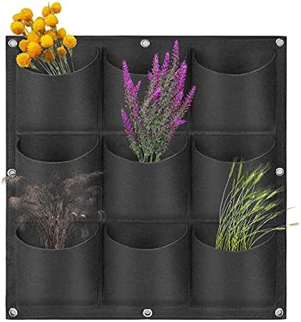 Hanging Planting Grow Bags, 9 Pockets Hanging Vertical Wall Planter