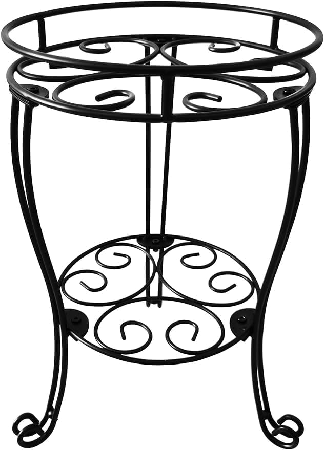 TREEZITEK 11.8 inches Diameter Tall Metal Plant Stand for Indoor or Outdoor,Heavy Duty Flower Pot Stand Rack Holds Big Heavy Plants,Black (18.9 INCHES TALL)