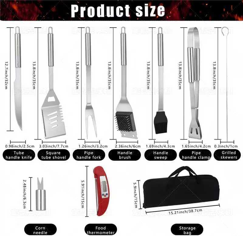 16PCS BBQ Grill Accessories Set,Grilling Tools Gift Set for Men Birthday Father's Day, Portable Multifunction Grilling Utensils Tools Kit with Storage Bag for Outdoor Grill Camping BBQ Party