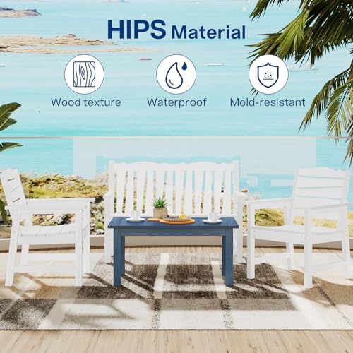 36" Outdoor Coffee Table, Weatherproof HIPS Patio Coffee Tables