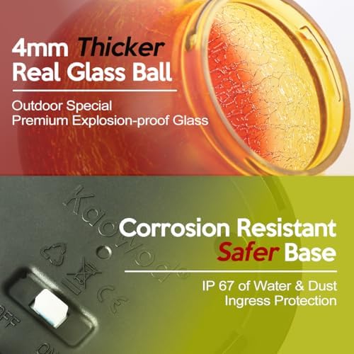 Outdoor Waterproof Solar Gradient Red Globe Lights, Led Solar Round