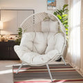 Vongrasig Outdoor Wicker Egg Chair PE Rattan Chair with Cushion, Oversized Patio Lounge Chair for Outdoor, Indoor, Balcony, Backyard, Garden, Beige/Rattan
