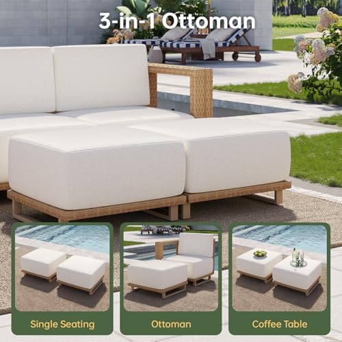 Aoxun Patio Furniture Set, 6 Piece Outdoor Wicker Sofa, Yellow/Beige