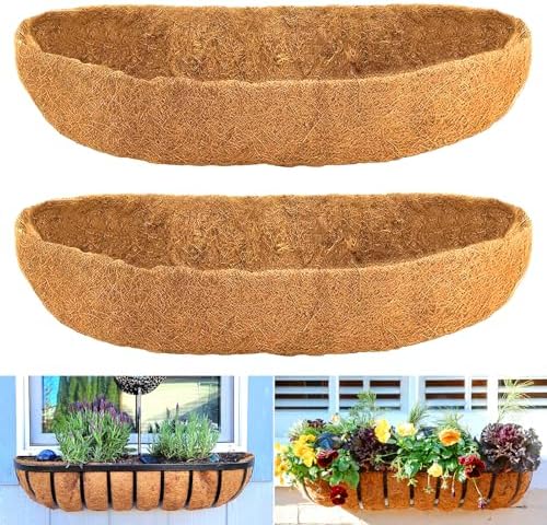 LCHUANG Coco Liners for Planters - 2 Pack 24 Inch Trough Coconut