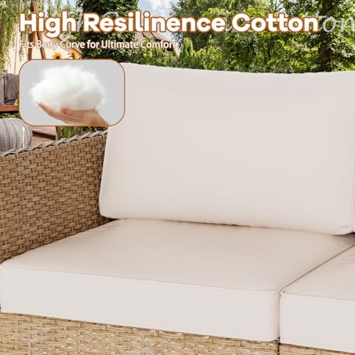 7-Piece Patio Furniture Set,Outdoor Wicker Patio Conversation Set