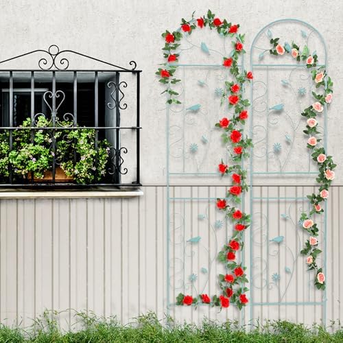 86.5" x 19.7" Metal Garden Trellis for Climbing Plants Outdoor