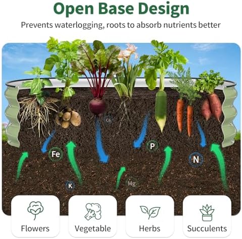 Kesfitt Raised Garden Bed, 4x2x1 FT Galvanized Steel Metal Raised