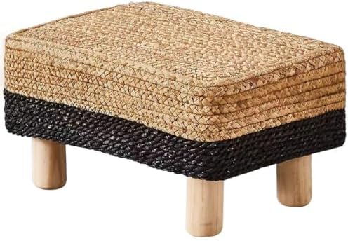 Wimarsbon Natural Seagrass Footstool Ottoman Rectangular Footrest Pouf