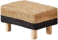 Wimarsbon Natural Seagrass Footstool Ottoman Rectangular Footrest Pouf
