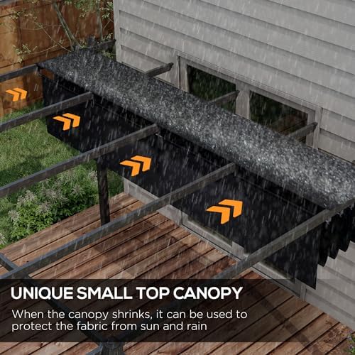 Outsunny 10' x 13' Retractable Pergola Canopy Wood Grain Gray