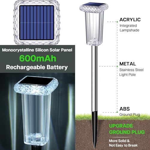 10 Color Solar Lights Outdoor Waterproof LED Pathway Lights 8 Pack