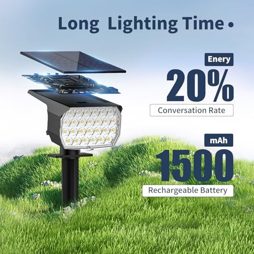 Solar Spot Lights Outdoor 12 Pack, [52 LED/ 6 Color Lighting] Solar Lights Outdoor Waterproof IP65 Dusk to Dawn Solar Powered Landscape Spotlights for Outside Yard Garden Pathway Lawn