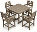 Outdoor Patio Dining Square Table and Armchair 5 Piece Set, Brown