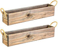 20" Rectangular Rustic Wood Planter with Handle and Plastic Liner l