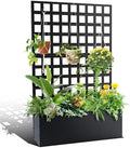 Metal Planter Box with Trellis, 71"x47"x12" Raised Garden Bed with Trellis