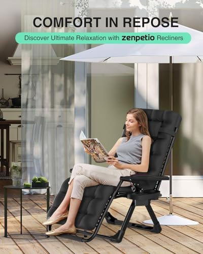 ZENPETIO Zero Gravity Chair, Reclining Camping Chairs w/Removable Cushion