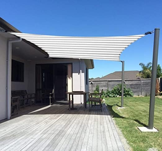 SUNNY GUARD Sun Shade Sail 8' x 10' Rectangle Grey-White UV Block Sunshade by SUNNYGUARD