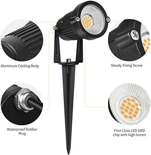REEGOLD Low Voltage Landscape Lights Outdoor: 7W 700LM LED Landscape Lighting with Connectors for Tree Garden Yard Pathway | 12V 24V Warm White 2700K Spotlights | IP65 Waterproof | 6 Pack