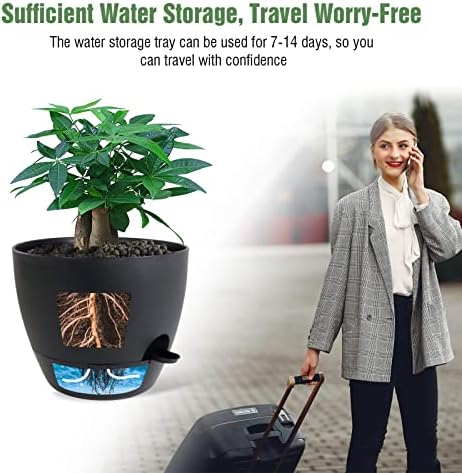 UOUZ 12inch 2Pack Large Self Watering Planters, Plastic Plant Pots