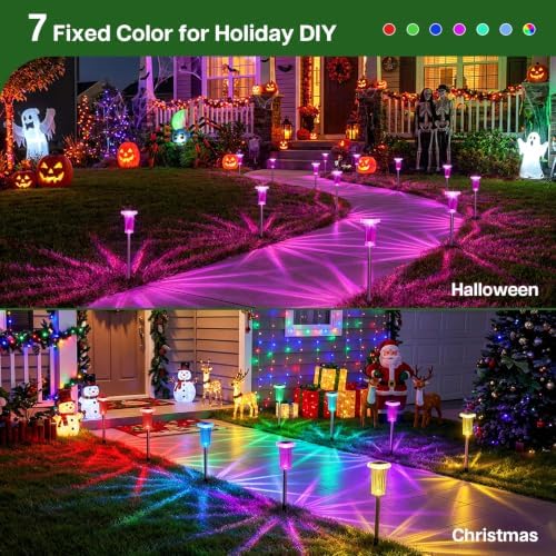 10 Color Solar Lights Outdoor Waterproof LED Pathway Lights 8 Pack