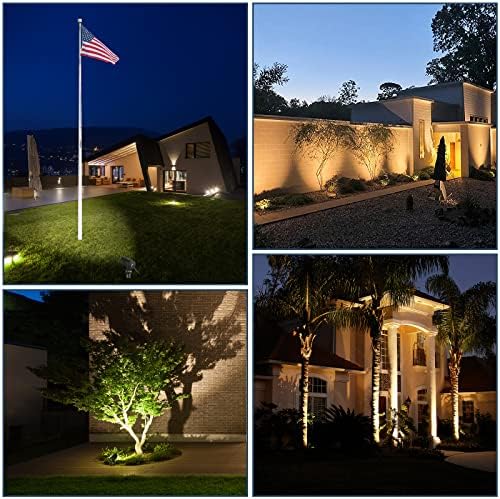 30W LED Spot Lights Outdoor 120V Waterproof Flag Pole Light 3000LM Ultra Bright Outdoor Spotlight Warm White Landscape Lights with 5FT Cord with Plug for Tree Yard Garden House(1pack)