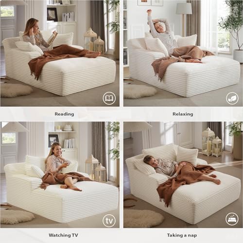 ivoros 50 Inch Chaise Lounge Chair Indoor, Oversized Corduroy
