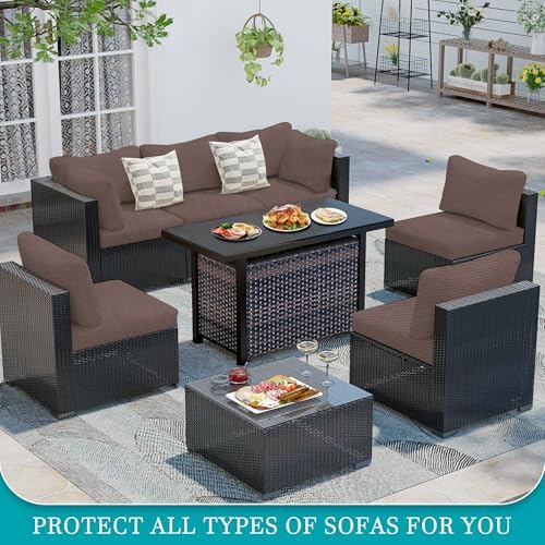 12 Pcs Outdoor Cushion Covers, Patio Sofa Cushion Covers Replacement