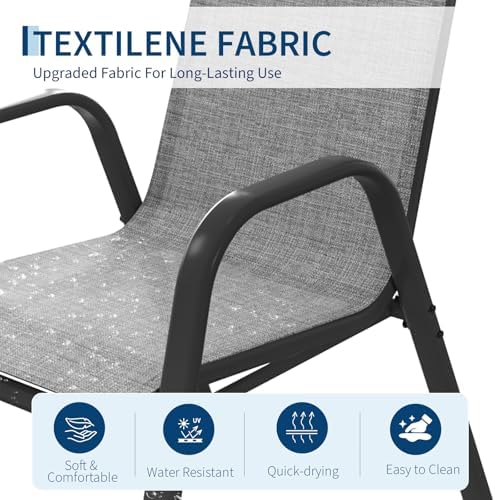 Patio Chairs Set of 6, Stackable Chairs with High Back for Deck, Backyard