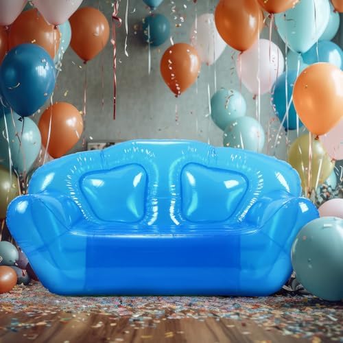Kigley Inflatable Sofa Transparent Air Couch, Double Seat, Blue