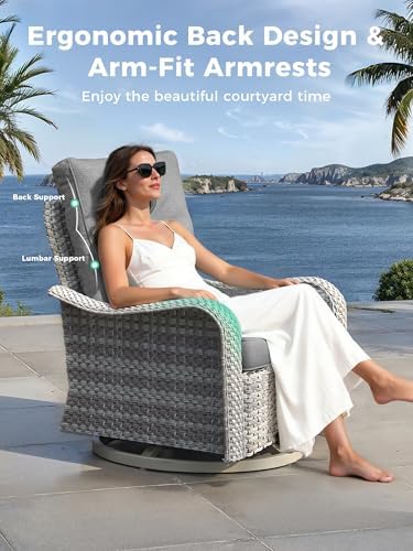 9 Piece Outdoor Wicker Patio Furniture Set with Swivel Chairs