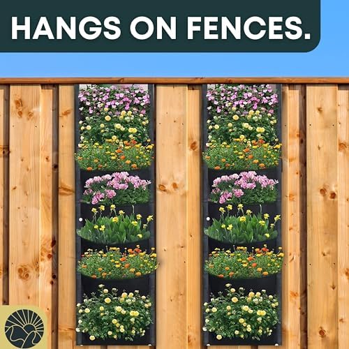 SunVara Fence Planters Wall Planters for Outdoors Plants Vertical Planter Balcony Planter Vertical Garden Wall Pocket Planter Outdoor Wall Planter Fence Garden Planter Vertical Wall Garden