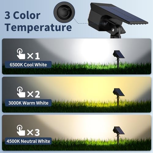 Solar Spot Lights Outdoor 12 Pack, [52 LED/ 6 Color Lighting] Solar Lights Outdoor Waterproof IP65 Dusk to Dawn Solar Powered Landscape Spotlights for Outside Yard Garden Pathway Lawn