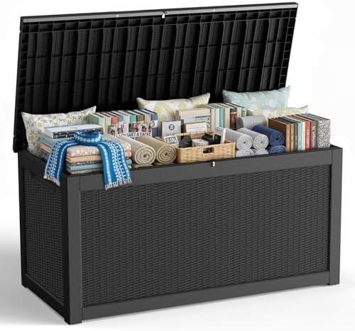 320 Gallon Outdoor Storage Box,Waterproof Patio Organizer, Black