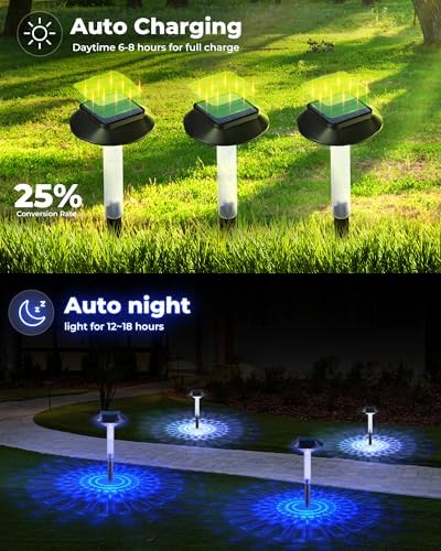 ALEPOD Solar Pathway Lights Outdoor 8 Pack, 7 Lighting Modes Solar Lights Outdoor Waterproof IP68, Landscape Lighting for Yard Pathway Backyard Lawn
