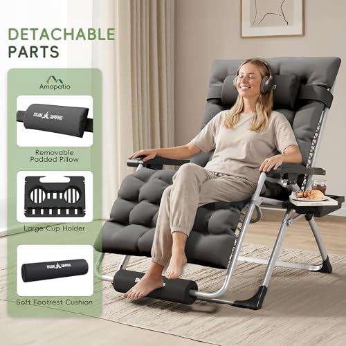 Oversized Zero Gravity Chair Folding Reclining Padded Patio Lounge Chairs
