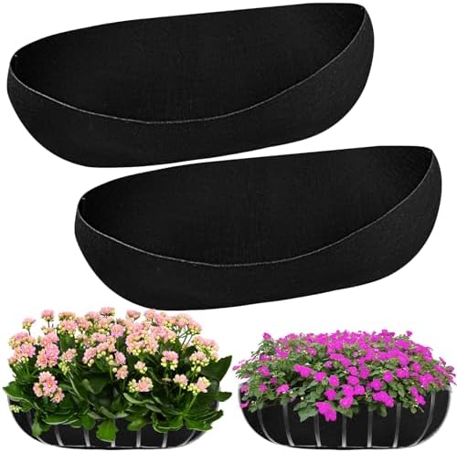 2PCS 24Inch Upgraded Planter Basket Liners Fabric Window Box Liners