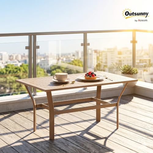 Outsunny Outdoor Coffee Table All-Weather Slatted Tabletop Brown