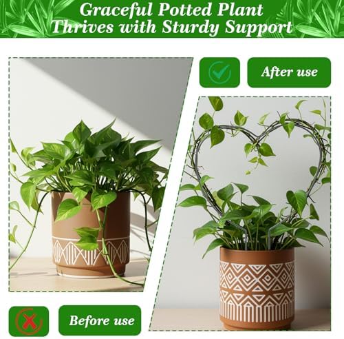 Ouligay 2PCS Pothos Plant Climber Support Indoor Plant Trellis Heart-Shaped Trellis for Climbing Plants for Potted Plants Black Durable Metal Iron Support for Vines and Flowers