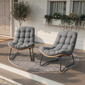 Outdoor Loveseat with Soft Cushion, 1 Seater Boho Patio Couch (2PCS Gray)