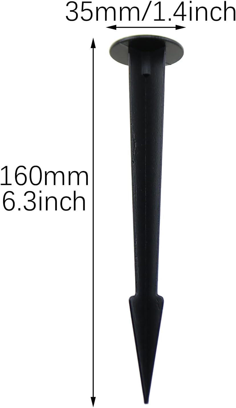 RLECS 6PCS 6.3 Inch Black Metal Threaded Screw Floodlight Grounding Stake Pathway Light/Garden Light Replacement Parts