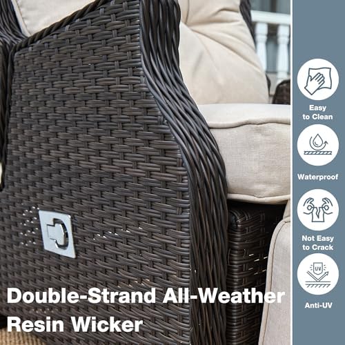 Outdoor Recliner with Adjustable Backrest and Footrest,Beige