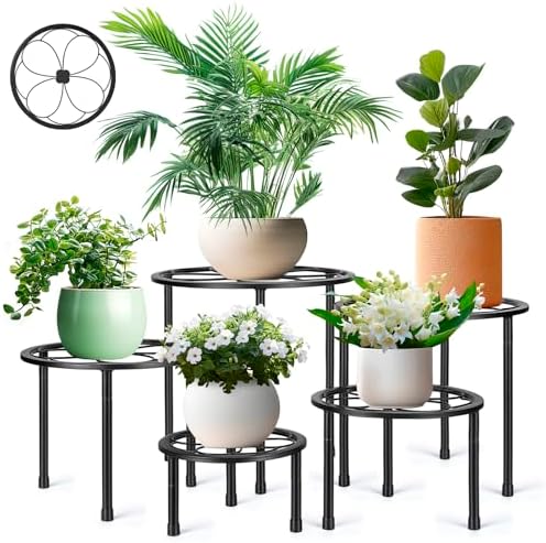 Amaoot 5 Pack Metal Plant Stand, Iron Plant Stands for Indoor and Outdoor