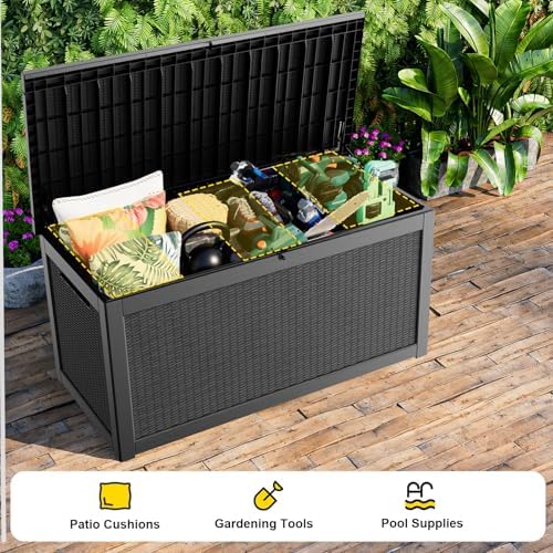 320 Gallon Outdoor Storage Box,Waterproof Patio Organizer, Black