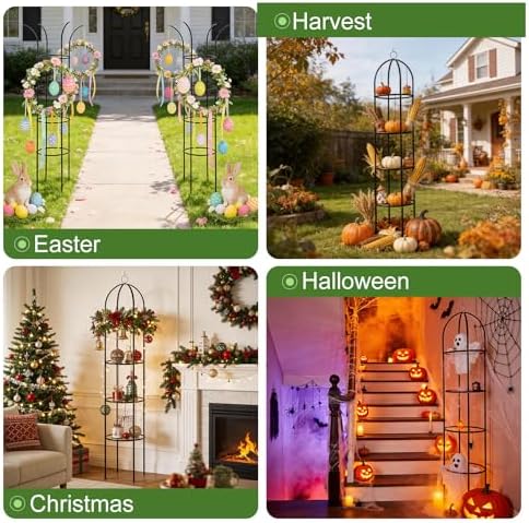100% Metal 2 Pack Obelisk Garden Trellis 6.6 Ft Plant Support for Climbing