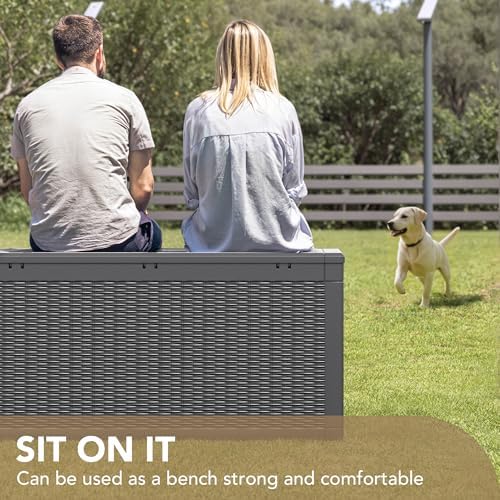 Devoko 100 Gallon Waterproof Resin Deck Box, Large Outdoor Storage Box