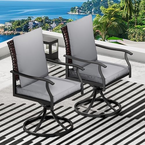 LEVELEVE Outdoor Patio Dining Set with Swivel Chairs All-Weather Metal Bistro Furniture for Lawn, Garden, Deck, Backyard and Porch