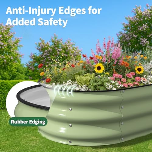 Kesfitt Raised Garden Bed, 4x2x1 FT Galvanized Steel Metal Raised