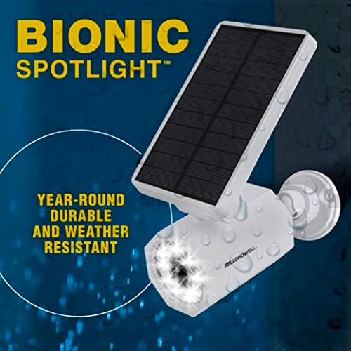 Bell+ Howell Bionic Spotlight White Solar Outdoor Motion Sensor LED Lights - 8 Bulb Waterproof Landscape Security Lights for Patio & Garden