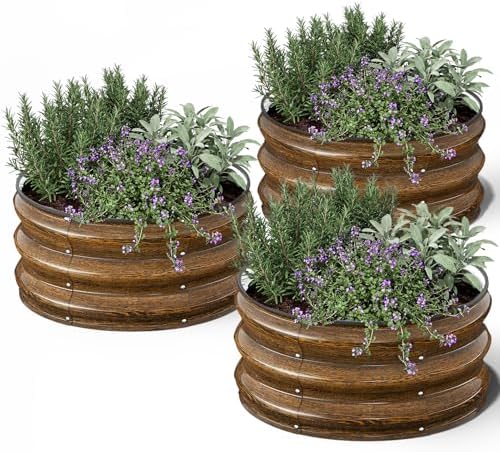 Kesfitt Round Metal Raised Garden Bed, 2x2x1 FT, 12-Inch Deep