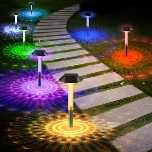 ALEPOD Solar Pathway Lights Outdoor 8 Pack, 7 Lighting Modes Solar Lights Outdoor Waterproof IP68, Landscape Lighting for Yard Pathway Backyard Lawn